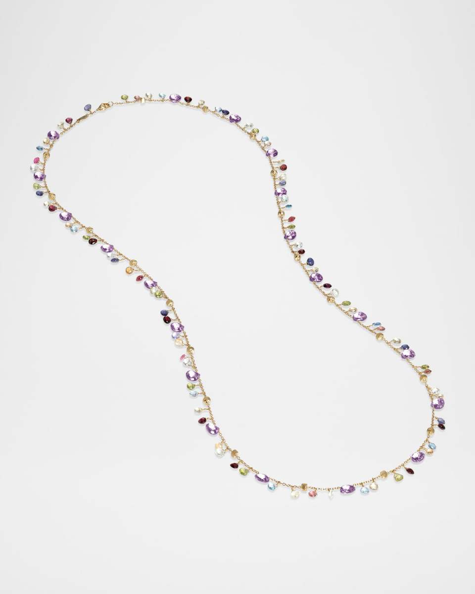 18K Yellow Gold Paradise Gemstone Necklace, Long
